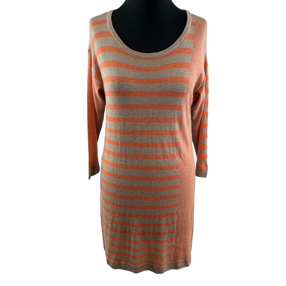 C&C California Orange Beige Stripe Sweater Dress Size M Medium NEW